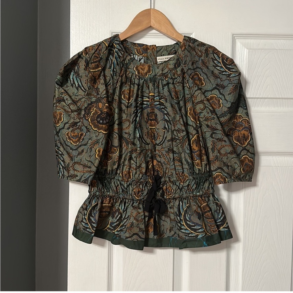 Ulla Johnson Floral Patterned Blouse with Ruffle Hem